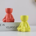 Miniatyrbillede 3 af 9: Menneskeformet keramisk blomsterkrukke Keramisk håndværk Sukkulent blomsterkrukke Hjemmekontor dekorationer Red Meditation