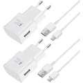 2 st snabbladdare, 1,5 m kabel, kompatibel med Samsung Galaxy S22 S21 S20 S8 S10 S9 Plus Note 7 8 9 10 A53 LG, HTC 2-pack/vit 2-pack/white