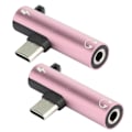 Pikkukuva 4 / 8: 2 kpl 2 in 1 TypeC - 3,5 mm Aux-äänikaapelilaturi Kuulokemikrofonijakaja-adapteri (Pinkki)