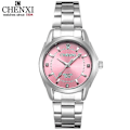 Pikkukuva 2 / 5: 6 Väriä Chenxi Merkki Kellon Luksus Naiset Vapaa-ajan Kellot Vedenkestävä Kellon Naiset Muoti Pukeutua Rhinestone Rannekello Cx021b 021B Black Dial
