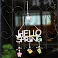 Miniatyrbillede 2 af 5: MengXi Hello Spring Påske Brev Træ Hængevedhæng Hjemmefestival Dekoration Pendant Hello Spring