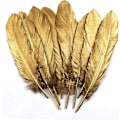 Miniatyrbillede 1 af 5: 50 stk. dyppede guld gåsefjer 10-15 cm naturlige fjer dekoration til hjemmefest vægdekoration håndværk drømmefanger forsyninger