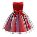 Miniatyrbillede 2 af 2: Piger Pailletkjole Regnbue Tutu Fødselsdagskjole Festkjole Red 110cm