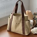 Rummelige canvas tote tasker til arbejde, pendling, collegestil, studenterudstyr, skuldertaske White