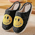 Miniatyrbillede 1 af 3: Sutsko Smiley Face Sutsko Kvinder Smile Sutsko Happy Face Sutsko Retro Smiley Face Blød Plys Behagelig Varme Slip-on Sutsko Black 44-45