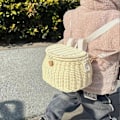 Miniatyrbillede 3 af 5: Håndvævet cykelkurv E-scooter opbevaringsbeholder Stor kapacitet Stærk bæreevne Cykelstyrkurv med stropper Brown