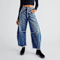 Miniatyrbillede 5 af 5: Wide Leg Denim Bukser Komfortable Åndbare Bukser til Dates og Transport Light Blue S