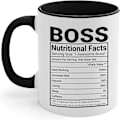 Miniatyrbilde 1 av 5: Boss-krus - Kontoret bursdagsgaver til sjef kvinner menn morsomme arbeidsgaver 1 sjef kaffekrus sjef dame kule gaver til sjefer sjef ernæringsfakta beste C