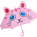Miniatyrbillede 1 af 6: Børneparaply, 3D-kattedesign, til piger, Ø 78 cm, sjov regnbeskyttelse, lille parasol, udendørs, pink