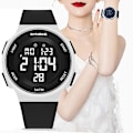 Miniatyrbillede 3 af 5: Synoke Dameur Digital Dameur Klok 50m Vandafvisende Stopur Sport Lysende Multifunktionel Led Elektronisk Armbåndsur Dame Silicone White watch