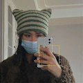 Pikkukuva 4 / 5: Naisten Beanie-pipo Pieni Paholainen Raidallinen Neulotu Wool Hat Talvi Kissan Korvat Hattu Green Beige