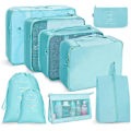 Miniatyrbillede 1 af 4: 8 stk. Rejseorganisatorposer, Bagagepakkeposer med Sko Opbevaringsposer, Mesh Makeupposer lake blue