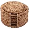 Miniatyrbillede 1 af 5: 6 stk./parti drikkeunderlagssæt til Kungfu te-tilbehør runde bordplade dækkeserviet tallerkenmåtte rattan væv