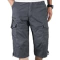 Herre 3/4 Lange Elastiske Shorts Midje Cargo Combat Trekvart Bukser Dark Grey L