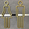 Miniatyrbilde 4 av 5: Toalettdørskilt for hotell, kontor, hjem Toalettsymbol Baderomsskilt WC Plakett Toalettskilt gold