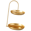 Miniatyrbilde 4 av 5: 2-lags jern frukt serveringsbrett vanntett flerlags oppbevaringsfat for kaffebord fest Gold