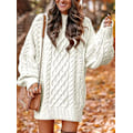 Miniatyrbillede 2 af 3: Dame Langærmet Strikket Sweater Kjole white L