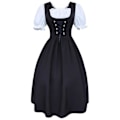 Miniatyrbilde 1 av 2: S-5xl Dame Kjole 2-delt Med Forkle Og Bluse Svart Hvit - S XL