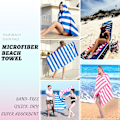 Miniatyrbild 4 av 6: Extra stor mikrofiber strandhandduk - Lätt blå strandhandduk Snabbtorkande, Perfekt för strand/pool/solstolar
