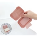 Miniatyrbilde 3 av 5: Såpekopp med lokk, 2 stk såpekopper, såpedispenser for reise, bærbar dusjsåpedispenser Perfekt for bad, reiser, camping (rosa, blå)