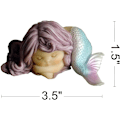 Miniatyrbillede 2 af 3: Miniature Have Statue af Havfrue - Drømme Havfrue Thinking Mermaid