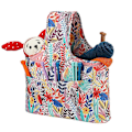 Miniatyrbilde 1 av 5: Moteriktig strikkeoppbevaringsveske, fargerik trykt heklesett oppbevaringsveske, garnull tote bag for mor bestemor 2 orange leaves