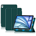 Miniatyrbillede 1 af 5: Stativtaske til iPad Air 13 (2024) (M2) - Stødsikker Magnetisk PU Læder Flip Tablet Cover - Grøn Multicolor Green