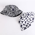 Miniatyrbild 2 av 3: Unisex Bucket Hat i Bomull, Solhatt, Sommar, Fiskehatt, Utomhuskeps för Män, Kvinnor och Tonåringar, Ko, Zebra, Svart och Vit Rutmönster