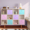 Miniatyrbillede 3 af 5: Opbevaringsboks, 2 foldbare opbevaringskasser lavet af stof i kubeform Beige Multicolors 6 Set
