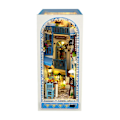Miniatyrbillede 4 af 5: Bog Nook Kit DIY Bogreolindsats Dekoration 3D Puslespil Miniature Træbogstøtter Med LED Lys Lille Bibliotek Hjem Dukkehjem Sea Breeze Realm