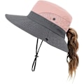 Miniatyrbild 1 av 4: Kvinnor Män Sommar Solhatt Bred Brätte Utomhus UV-skydd Hatt Fällbar Hästsvans Hinkhatt Lämplig för Strand Fiske Vandring