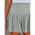 Miniatyrbillede 5 af 5: Dame Shorts Bomuld Høj Elastisk Talje Plisseret Flæse Sød Shorts Strand Flydende Afslappede Shorts S-xl Gray X-Large