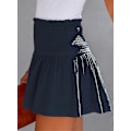 Miniatyrbillede 4 af 5: Dame Shorts Bomuld Høj Elastisk Talje Plisseret Flæse Sød Shorts Strand Flydende Afslappede Shorts S-xl Blue Large