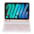 Miniatyrbild 2 av 4: C06B Kompatibelt för iPad mini 6 (2021) Anti-Repskyddande Fodral med Bluetooth-Tangentbord Stötsäkert Ställ Läderfodral med Pe Pink