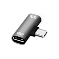 Miniatyrbild 4 av 4: 2-i-1 USB-C-splitter, typ C hane till dubbla typ C hona för hörlurar och laddning red