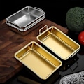 Miniatyrbillede 3 af 5: 304 Rustfrit Stål Kvadratisk Tallerken Til Snacks Grill Dessert Bakke Hjem Køkken Spisebord Tallerkener Nød Kage Frugt Tallerken Multifunktionel Opbevaring Tallerkener Silver With ears