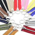 Miniatyrbilde 4 av 5: 5# 70/90cm Metallglidelås Dobbel Slider Rund Ring Glidelås For DIY Søm Bekledning red 70cm