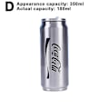 Miniatyrbilde 1 av 5: 350 ml/500 ml Coca Cola-krus, varm og kald isolasjon, 304 rustfritt stål termos, stor Coca Cola-vannflaske, tilpasset bilkoppholder Actual Capacity 180 Ml Silver