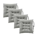 Miniatyrbild 1 av 5: 4-pack stolsdynor Stolsdynor med band för matstolar, kontorsstolar, överdrag 100 % polyester, maskintvättbara, ljusgrå