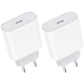 20W 2-pack USB-C snabbladdare, USB-C väggadapter typ C AC-strömadapter