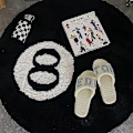 Miniatyrbilde 3 av 3: 8 Ball Teppe 100x100cm Hvit Svart Teppe Kule Tepper Og Estetiske Tepper For Soverom Stue-Yvan 1 x1cm