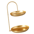 Miniatyrbilde 5 av 5: 2-lags jern frukt serveringsbrett vanntett flerlags oppbevaringsfat for kaffebord fest Gold