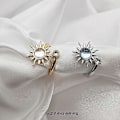 Miniatyrbillede 2 af 5: Fidget Ring for Kvinder Piger Åbne Justerbare Angst Ringe Solsikke Tusindfryd Månesten Stjerne Knoringe Spinner Ringe Silver