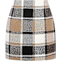 Miniatyrbilde 3 av 5: NYTT Dame Høy Midje Rutete Skjørt, Bodycon Blyant Ull Mini Skjørt Khaki M