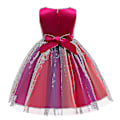 Miniatyrbillede 2 af 2: Piger Pailletkjole Regnbue Tutu Fødselsdagskjole Festkjole Rose 150cm