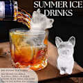 Miniatyrbillede 5 af 5: Silikone isterningbakker med låg, nyhed isterningbakke til whisky, coaktail, øl - 3D sjove isforme til fryser, drikkevarer Corgi