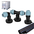 Pikkukuva 3 / 5: IBC-säiliön vesiputkiliitin puutarhaletkun adapteri kotihanan asennustyökalu 20mm Elbow Adapter