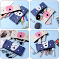 Miniatyrbillede 5 af 5: Sød lærred blyantsetui, 2 stk. tegneserie penneetui Kawaii penneholder blyantpung lynlås brevpapir taske makeup taske pop op kosmetik taske arrangør