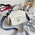 Miniatyrbillede 3 af 5: Dame Kawaii Canvas Skuldertasker Mini Tegneserie Print Mode Klud Lille Håndtaske Blue