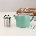 Miniatyrbillede 1 af 4: Autentisk japansk keramisk tekande | Rustfri stål infuser | Elegant og funktionel til eftermiddagste Matte Turquoise